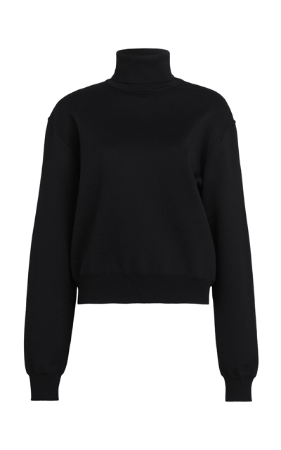 Shop Alaïa Oversized Wool-blend Turtleneck Sweater In Black