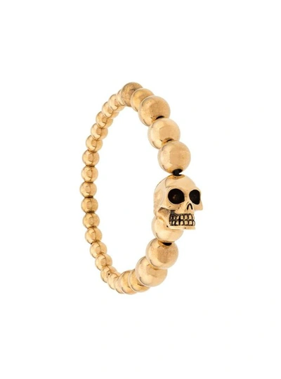 Shop Alexander Mcqueen Golden Brass Skull Bracelet In Brown