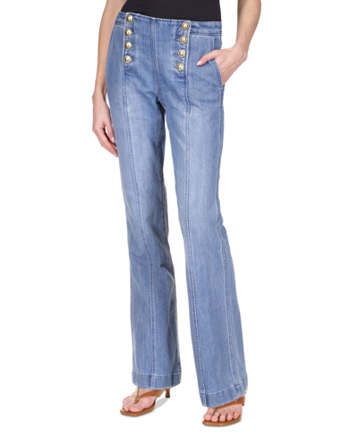 Shop Michael Kors Michael  Women's Flared-leg Sailor Jeans In Angel Blue Wash