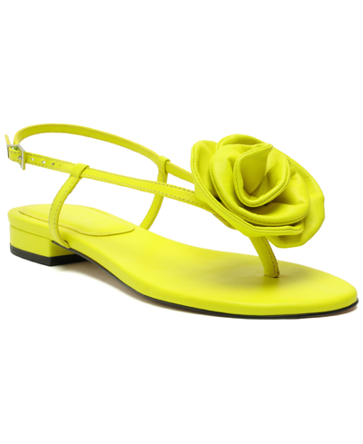 Shop Arezzo Women's Isla Flower Flat Sandals In Citrus