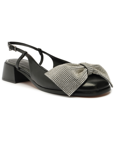 Schutz Dorothy Bow Womens Slip On Ankle Strap Slingback Sandals In Black