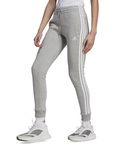 Shop Adidas Originals Women's 3-stripe Cotton Fleece Sweatpant Jogger In Collegiate Green,white