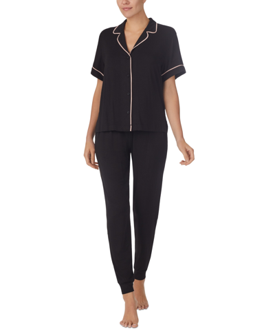 Shop Sanctuary Women's 2-pc. Notched-collar Jogger Pajamas Set In Black