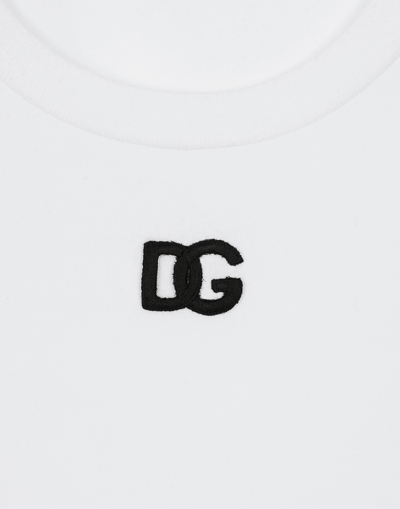 Dolce & Gabbana Logo-embroidered Cotton-blend T-shirt In ホワイト