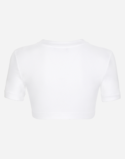 Dolce & Gabbana Logo-print Cotton-blend T-shirt In ホワイト