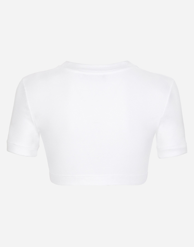 Dolce & Gabbana Logo-print Cotton-blend T-shirt In ホワイト