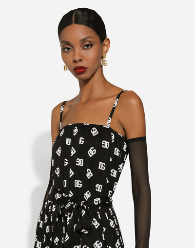 Dolce & Gabbana Printed Waist Belted Dress With Pleated Skirt In プリント