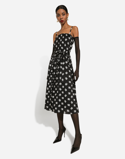 Dolce & Gabbana Printed Waist Belted Dress With Pleated Skirt In プリント