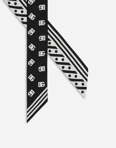 Dolce & Gabbana Twill Headscarf With All-over Dg Logo Print In プリント