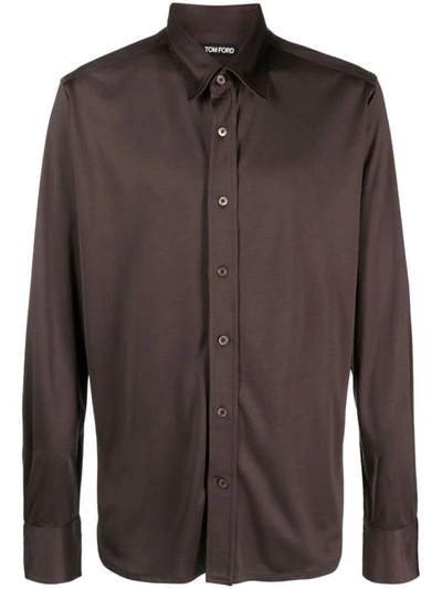 Shop Tom Ford Pure Silk Shirt Clothing In Brown