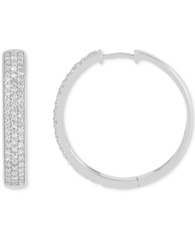 Shop Forever Grown Diamonds Lab Grown Small Diamond Hoop Earrings (1 Ct. T.w.) In Sterling Silver, 1"