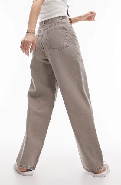 Topshop Awkward High Waist Barrel Jeans In Stone