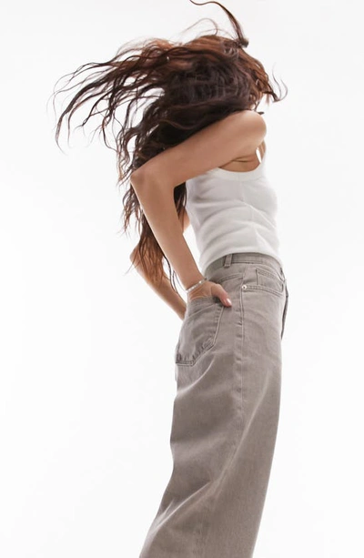 Topshop Awkward High Waist Barrel Jeans In Stone