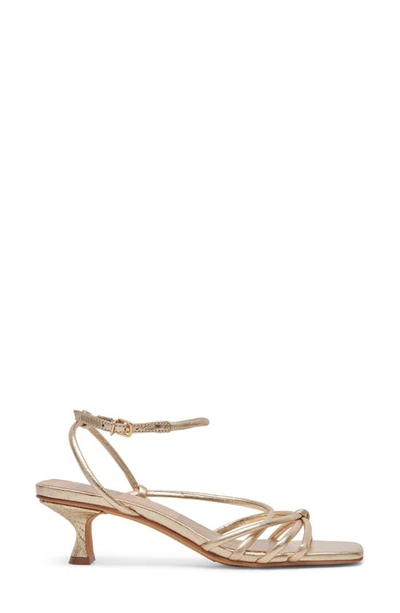 Shop Dolce Vita Bev Kitten Heel Ankle Strap Sandal In Gold Metallic Leather