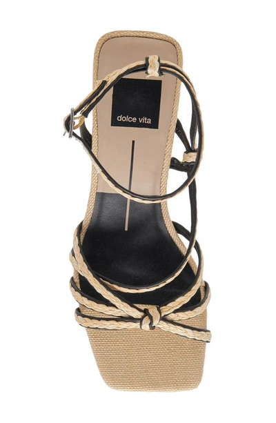 Shop Dolce Vita Bev Braid Kitten Heel Ankle Strap Sandal In Black/ Natural Jute