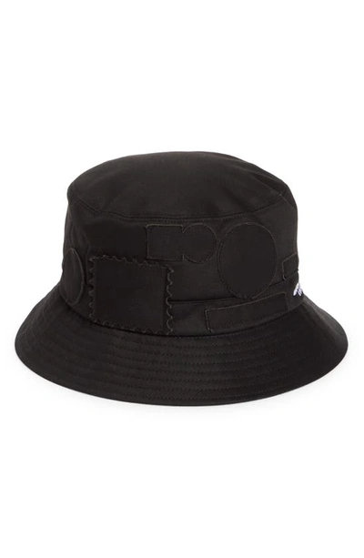 Shop Sacai Amg Patch Bucket Hat In Black