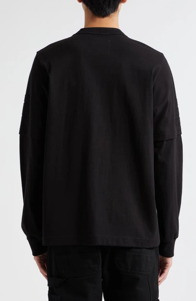 Shop Sacai Amg Patch Long Sleeve Cotton T-shirt In Black