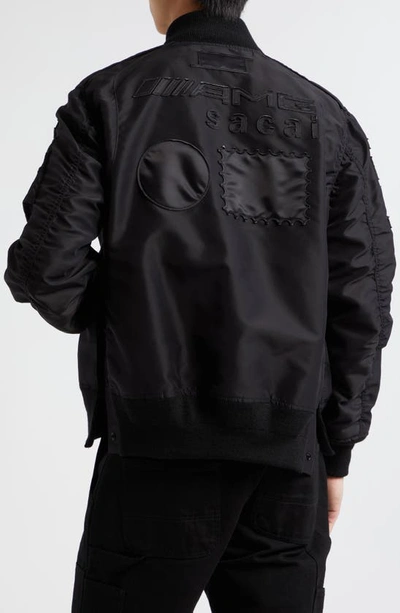 Shop Sacai Amg Patch Nylon Bomber Jacket In Black