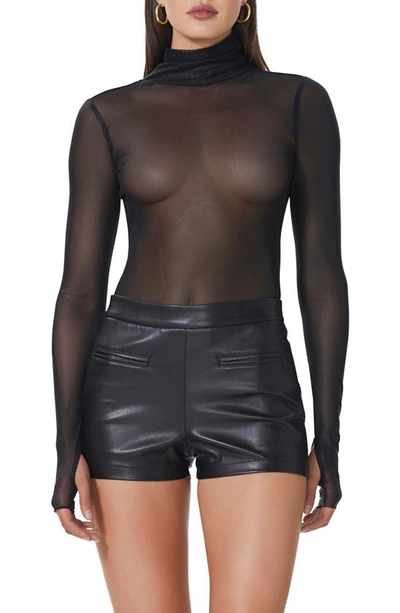 Shop Afrm Zadie Long Sleeve Turtleneck Bodysuit In Noir