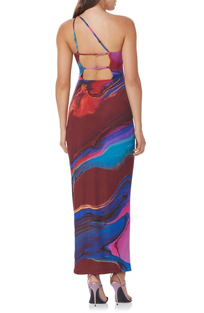 Shop Afrm Foley One-shoulder Dress In Ocean Marble