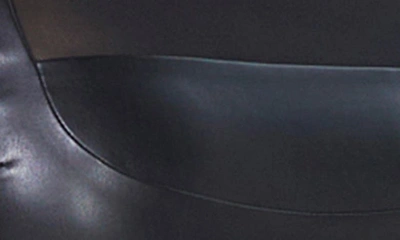 Shop Afrm Keller Faux Leather Mesh Turtleneck Bodysuit In Noir