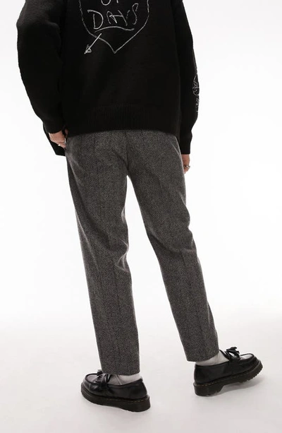 Shop Topman Slim Fit Herringbone Trousers In Grey