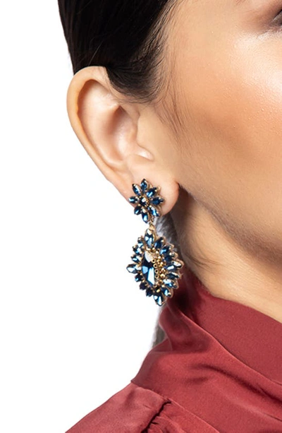 Deepa Gurnani Alianah Crystal Drop Earrings In Sapphire