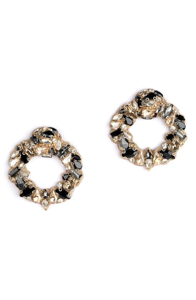 Shop Deepa Gurnani Katya Crystal Frontal Hoop Earrings In Black
