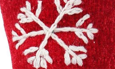 Memoi Sweet Snowflake Tufted Fleece Lined Crew Socks In Red
