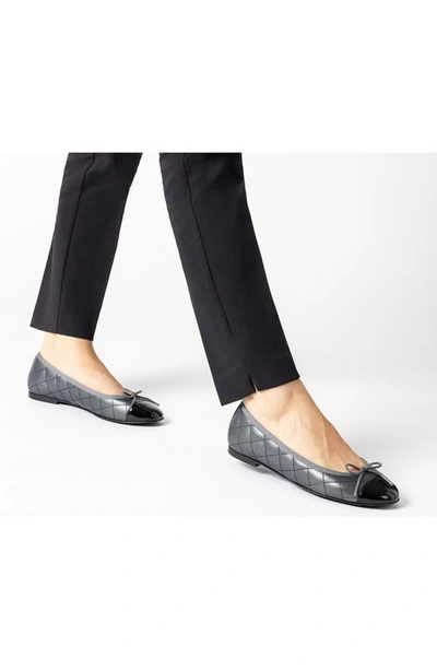 Jon Josef Belle Quilted Ballerina Flat In Pewter Soft