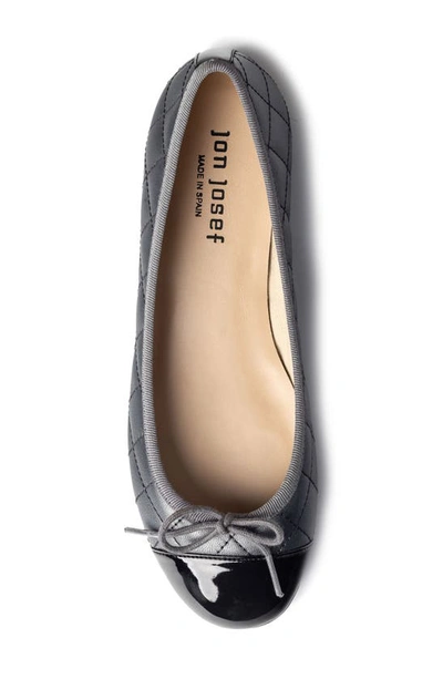 Jon Josef Belle Quilted Ballerina Flat In Pewter Soft