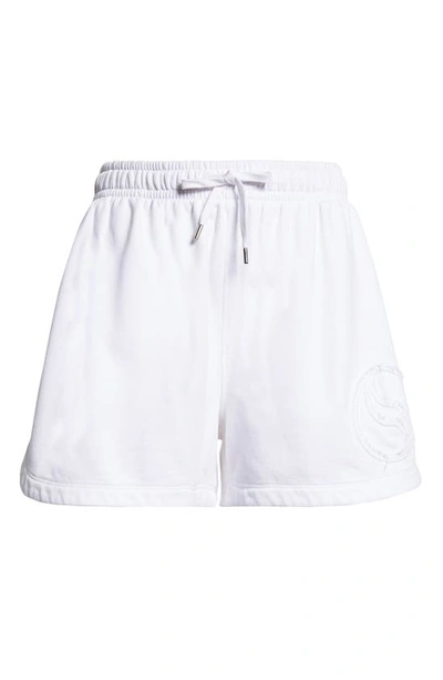 Shop Stella Mccartney S-wave Logo Patch French Terry Sweat Shorts In Pure White