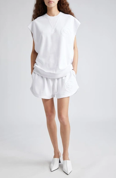 Shop Stella Mccartney S-wave Logo Patch Sleeveless Organic Cotton Jersey Sweatshirt In Pure White