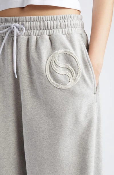 Shop Stella Mccartney S-wave Logo Patch Wide Leg French Terry Sweatpants In Light Grey Melange