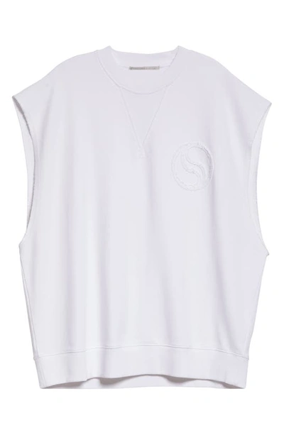 Shop Stella Mccartney S-wave Logo Patch Sleeveless Organic Cotton Jersey Sweatshirt In Pure White