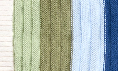 Shop English Factory Rainbow Stripe Polo Sweater In Green Multi