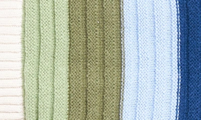 English Factory Rainbow Stripe Polo Sweater In Green Multi
