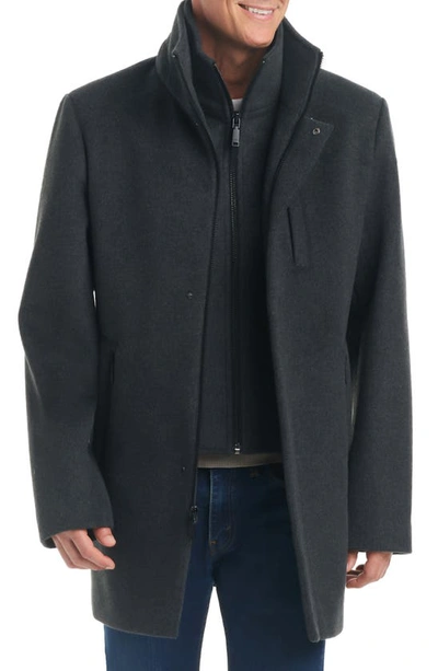 Vince Camuto Vestee Water Resistant Coat With Removable Reversible Vest In Heather Grey