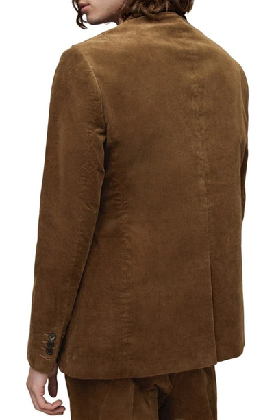 Shop Allsaints Kiels Stretch Cotton Blend Velvet Blazer In Faded Brown