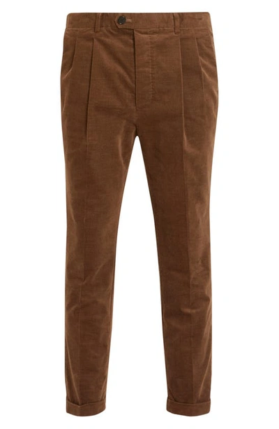 Shop Allsaints Kiels Stretch Cotton Blend Velvet Dress Pants In Faded Brown