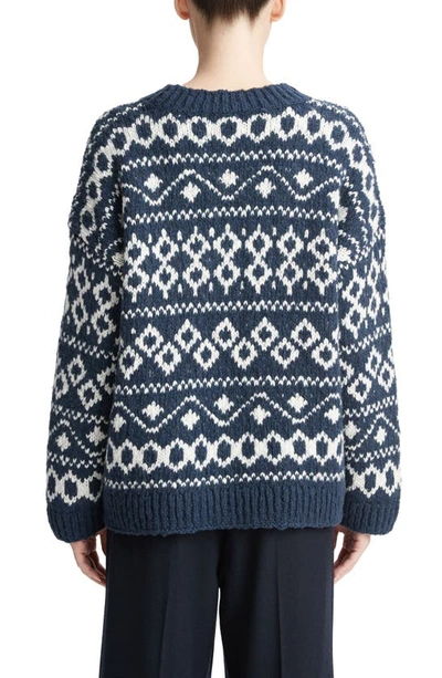Shop Vince Nordic Fair Isle Crewneck Sweater In Washed Coastal/ Light