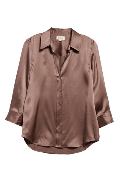 Shop L Agence Dani Silk Charmeuse Blouse In Deep Taupe