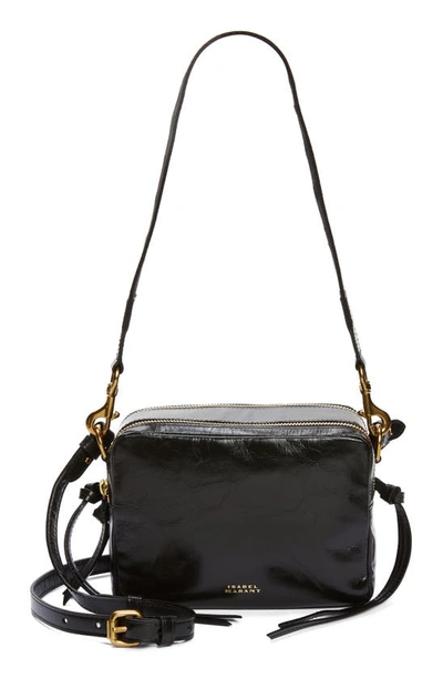 Shop Isabel Marant Wardy Crinkle Leather Camera Bag In Black