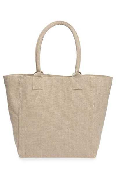Isabel Marant Small Yenky Embroidered Logo Tote In Beige