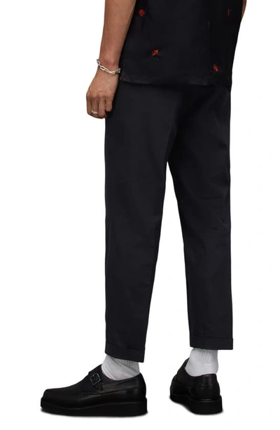 Shop Allsaints Tallis Pleated Cotton & Wool Trousers In Cosmic Blue