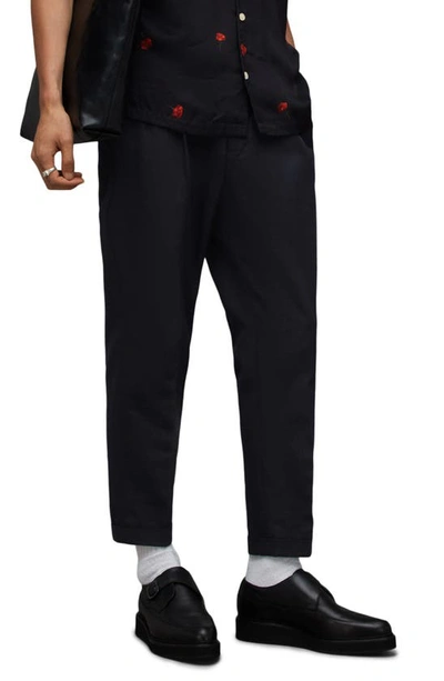 Allsaints Tallis Pleated Cotton & Wool Trousers In Cosmic Blue