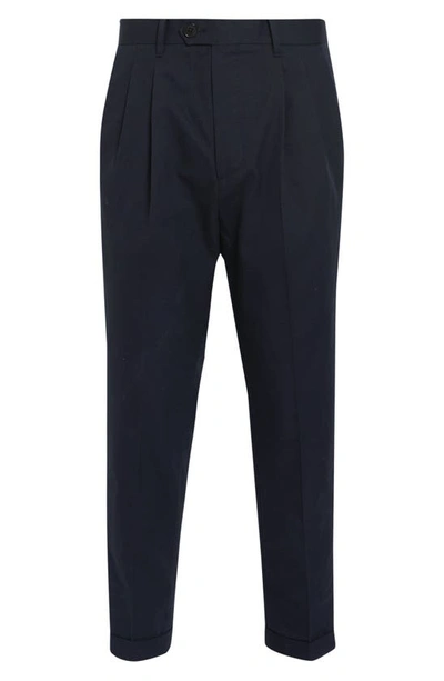 Shop Allsaints Tallis Pleated Cotton & Wool Trousers In Cosmic Blue