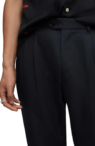 Allsaints Tallis Pleated Cotton & Wool Trousers In Cosmic Blue