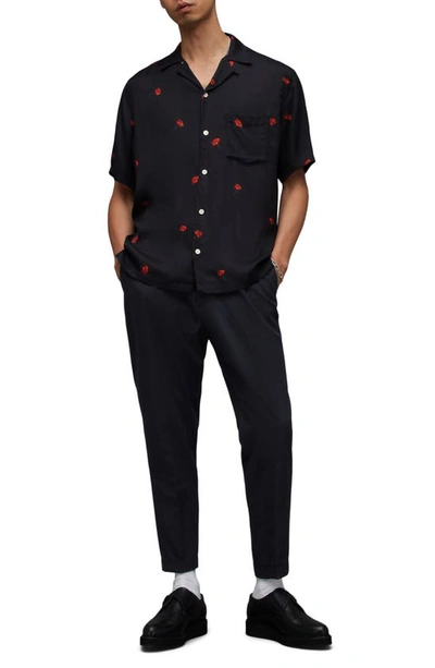 Allsaints Tallis Pleated Cotton & Wool Trousers In Cosmic Blue