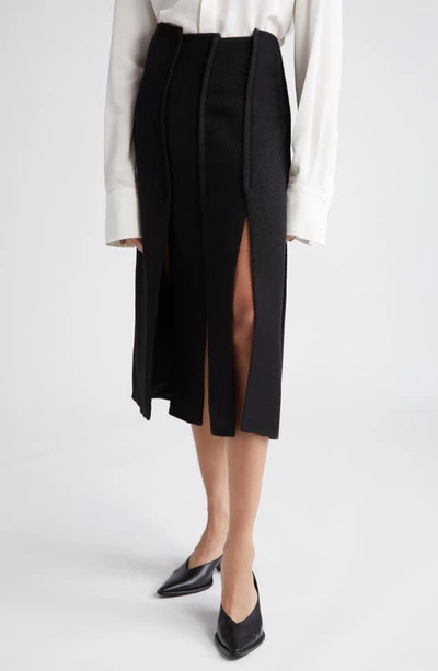 Shop Proenza Schouler Textured Twill Paneled Midi Skirt In Black